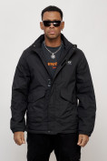Купить Куртка спортивная мужская весенняя с капюшоном черного цвета 88025Ch, фото 10