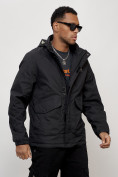 Купить Куртка спортивная мужская весенняя с капюшоном черного цвета 88025Ch, фото 12