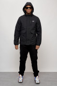 Купить Куртка спортивная мужская весенняя с капюшоном черного цвета 88025Ch, фото 13