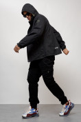 Купить Куртка спортивная мужская весенняя с капюшоном черного цвета 88025Ch, фото 2