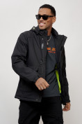 Купить Куртка спортивная мужская весенняя с капюшоном черного цвета 88025Ch, фото 4