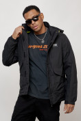 Купить Куртка спортивная мужская весенняя с капюшоном черного цвета 88025Ch, фото 5