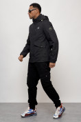Купить Куртка спортивная мужская весенняя с капюшоном черного цвета 88025Ch, фото 7