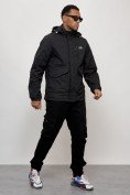 Купить Куртка спортивная мужская весенняя с капюшоном черного цвета 88025Ch, фото 8