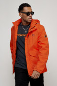 Купить Куртка спортивная мужская весенняя с капюшоном оранжевого цвета 88025O, фото 15
