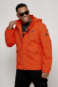 Купить Куртка спортивная мужская весенняя с капюшоном оранжевого цвета 88025O, фото 2