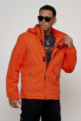 Купить Куртка спортивная мужская весенняя с капюшоном оранжевого цвета 88025O, фото 3