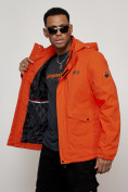 Купить Куртка спортивная мужская весенняя с капюшоном оранжевого цвета 88025O, фото 4