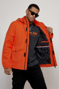 Купить Куртка спортивная мужская весенняя с капюшоном оранжевого цвета 88025O, фото 5
