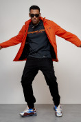 Купить Куртка спортивная мужская весенняя с капюшоном оранжевого цвета 88025O, фото 8