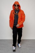 Купить Куртка спортивная мужская весенняя с капюшоном оранжевого цвета 88025O, фото 9