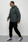 Купить Куртка спортивная мужская весенняя с капюшоном темно-серого цвета 88025TC, фото 10