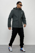 Купить Куртка спортивная мужская весенняя с капюшоном темно-серого цвета 88025TC, фото 11
