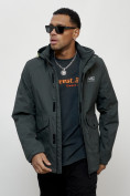 Купить Куртка спортивная мужская весенняя с капюшоном темно-серого цвета 88025TC, фото 3