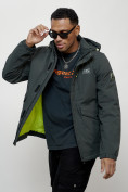 Купить Куртка спортивная мужская весенняя с капюшоном темно-серого цвета 88025TC, фото 4