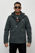 Купить Куртка спортивная мужская весенняя с капюшоном темно-серого цвета 88025TC, фото 5