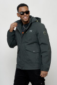 Купить Куртка спортивная мужская весенняя с капюшоном темно-серого цвета 88025TC, фото 6