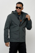 Купить Куртка спортивная мужская весенняя с капюшоном темно-серого цвета 88025TC, фото 7