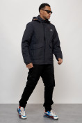 Купить Куртка спортивная мужская весенняя с капюшоном темно-синего цвета 88025TS, фото 12