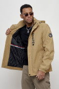 Купить Куртка спортивная мужская весенняя с капюшоном бежевого цвета 88026B, фото 10