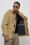 Купить Куртка спортивная мужская весенняя с капюшоном бежевого цвета 88026B, фото 11