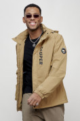 Купить Куртка спортивная мужская весенняя с капюшоном бежевого цвета 88026B, фото 12