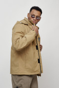 Купить Куртка спортивная мужская весенняя с капюшоном бежевого цвета 88026B, фото 13