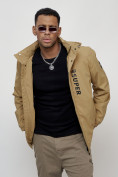 Купить Куртка спортивная мужская весенняя с капюшоном бежевого цвета 88026B, фото 14