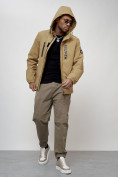 Купить Куртка спортивная мужская весенняя с капюшоном бежевого цвета 88026B, фото 16