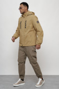 Купить Куртка спортивная мужская весенняя с капюшоном бежевого цвета 88026B, фото 2