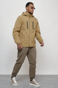 Купить Куртка спортивная мужская весенняя с капюшоном бежевого цвета 88026B, фото 3