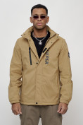 Купить Куртка спортивная мужская весенняя с капюшоном бежевого цвета 88026B, фото 6
