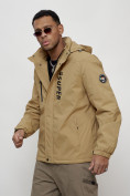 Купить Куртка спортивная мужская весенняя с капюшоном бежевого цвета 88026B, фото 7