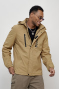 Купить Куртка спортивная мужская весенняя с капюшоном бежевого цвета 88026B, фото 8