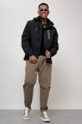 Купить Куртка спортивная мужская весенняя с капюшоном черного цвета 88026Ch, фото 13