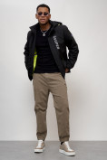 Купить Куртка спортивная мужская весенняя с капюшоном черного цвета 88026Ch, фото 14