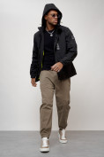 Купить Куртка спортивная мужская весенняя с капюшоном черного цвета 88026Ch, фото 15