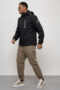 Купить Куртка спортивная мужская весенняя с капюшоном черного цвета 88026Ch, фото 2