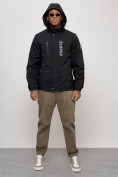 Купить Куртка спортивная мужская весенняя с капюшоном черного цвета 88026Ch, фото 5