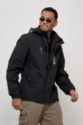 Купить Куртка спортивная мужская весенняя с капюшоном черного цвета 88026Ch, фото 8