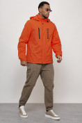 Купить Куртка спортивная мужская весенняя с капюшоном оранжевого цвета 88026O, фото 11