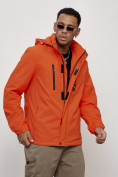 Купить Куртка спортивная мужская весенняя с капюшоном оранжевого цвета 88026O, фото 3