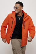 Купить Куртка спортивная мужская весенняя с капюшоном оранжевого цвета 88026O, фото 4