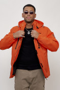 Купить Куртка спортивная мужская весенняя с капюшоном оранжевого цвета 88026O, фото 6
