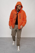 Купить Куртка спортивная мужская весенняя с капюшоном оранжевого цвета 88026O, фото 7