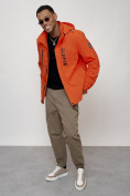 Купить Куртка спортивная мужская весенняя с капюшоном оранжевого цвета 88026O, фото 8