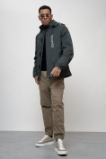 Купить Куртка спортивная мужская весенняя с капюшоном темно-серого цвета 88026TC