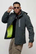 Купить Куртка спортивная мужская весенняя с капюшоном темно-серого цвета 88026TC, фото 13