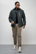 Купить Куртка спортивная мужская весенняя с капюшоном темно-серого цвета 88026TC, фото 2