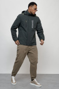 Купить Куртка спортивная мужская весенняя с капюшоном темно-серого цвета 88026TC, фото 6